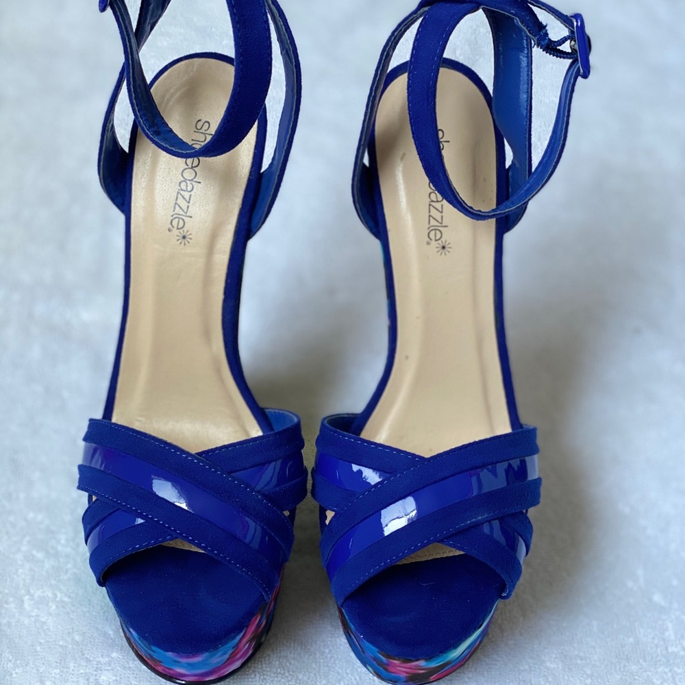 SOLDTasha floral velvet women’s Wedge Sandals 9 - Picture 8 of 8
